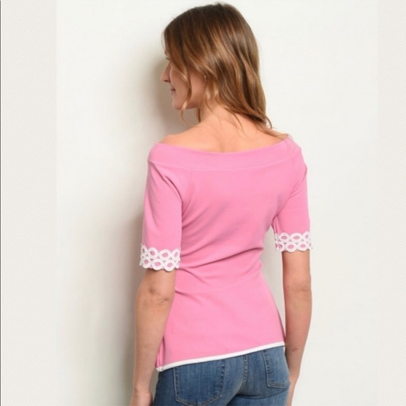 NWT Short sleeve crochet trim detail peplum top lot of 3 - Picture 3 of 3